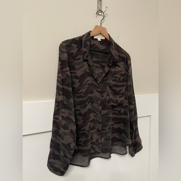 Cloth & Stone Army Green Camouflage Button Down Shirt Size Medium - Picture 4 of 9